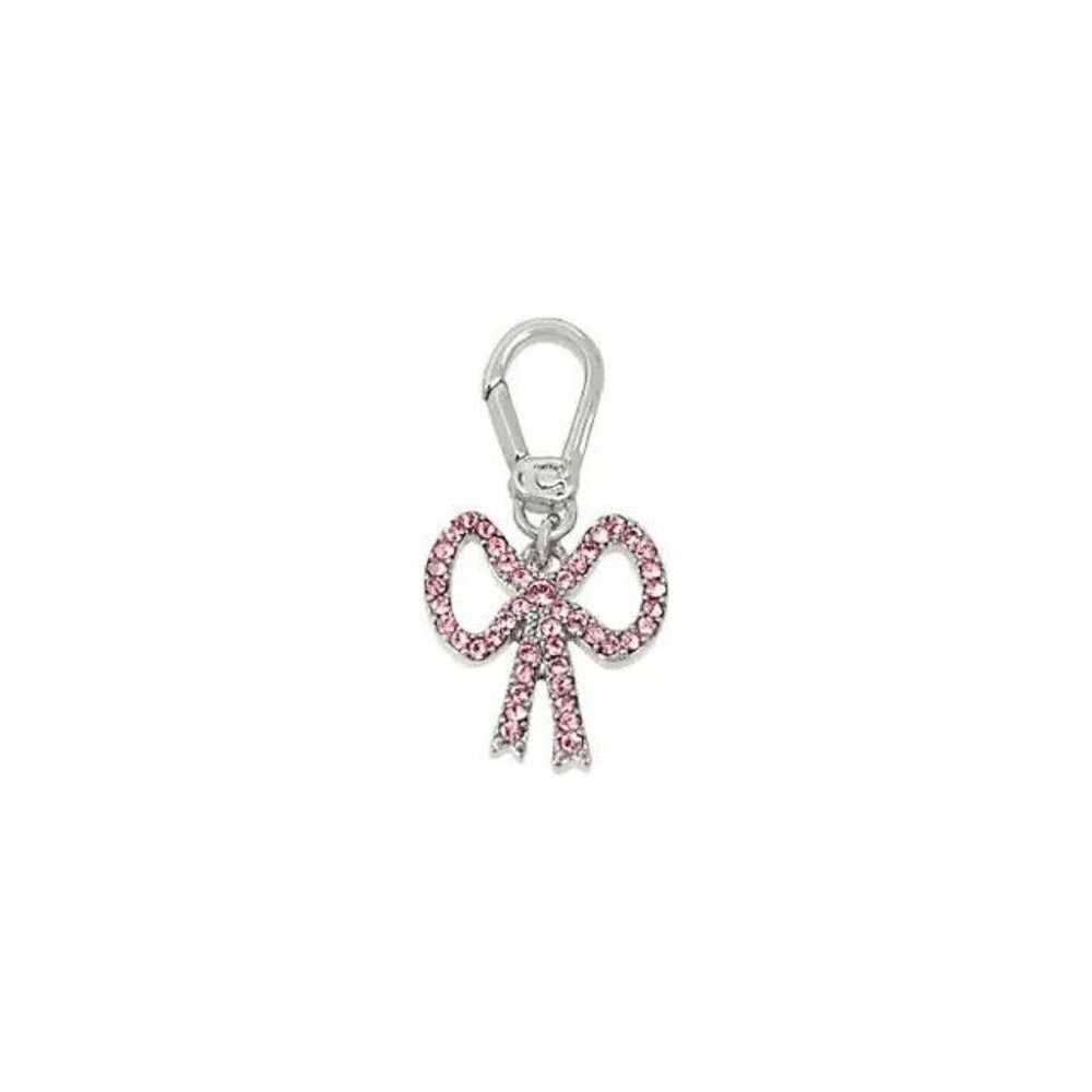 COACH Silvertone & Pink Swarovski Crystal Collectible Bow Charm